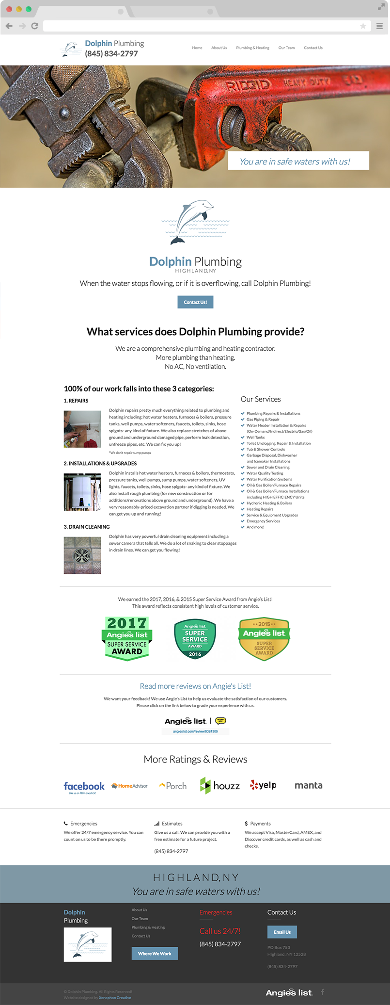 Dolphin Plumbing and Heating services page